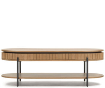 Table basse ovale design "Liccio" avec tiroir 130 x 65 cm