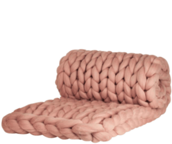 Luxurious Chunky Knit Cosima Blanket 100% Merino Wool - 100 x 150 cm / Pink