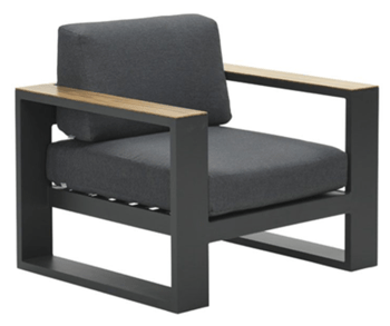 Garden Lounge Chair "Plaza" - Carbon Black/ Teak