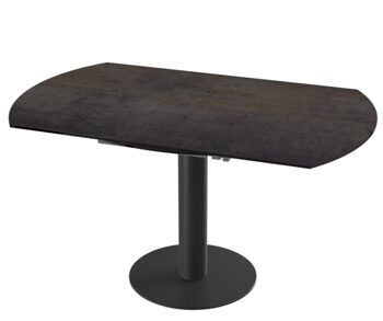 Extendable designer dining table "Luna Grande" ceramic, dark rust look / black - 90-150 x 150 cm