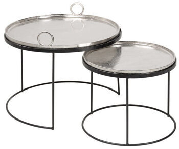Set of 2 "Elements" coffee table with removable trays - silver