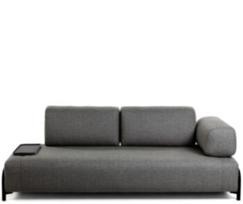 Canapé design 3 places "Flexx" 232 cm avec petit plateau - anthracite