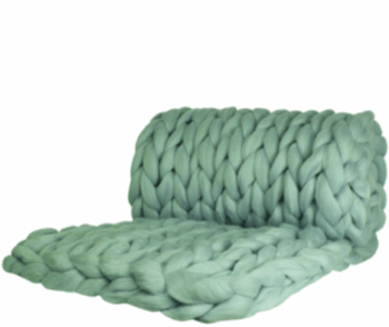 Luxueuse couverture Chunky Knit Cosima 100% laine mérinos - 150 x 203 cm / Mint