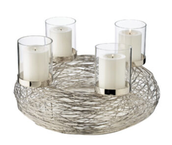 High quality Advent wreath "Rimini" Ø 36 cm - stainless steel shiny nickel plated