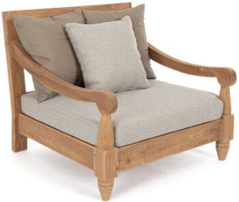 Indoor/outdoor design armchair "Bali" made of teak, beige/taupe
