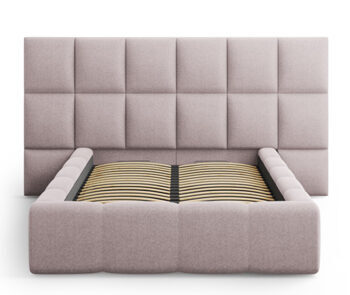 Design storage bed with headboard "Isa II Textured Fabric" Pink