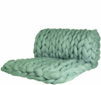 Luxueuse couverture Chunky Knit Cosima 100% laine mérinos - 130 x 180 cm / Mint