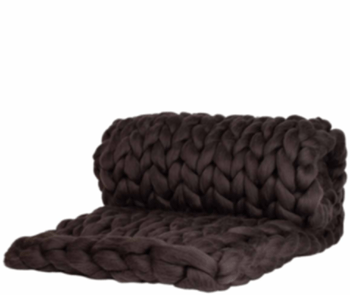 Luxuriöse Chunky Knit Cosima Decke aus 100% Merinowolle - 150 x 203 cm / Anthrazit