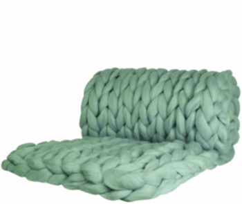 Luxuriöse Chunky Knit Cosima Decke aus 100% Merinowolle - 80 x 130 cm / Mint