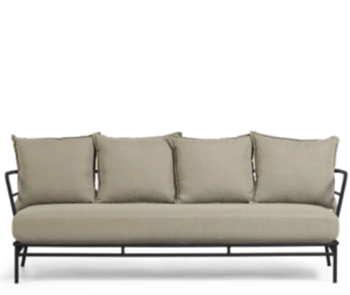 3 seater garden sofa "Marelu" 197 cm / Black / Beige