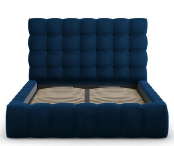 Design storage bed with headboard "Mamaia velvet" royal blue