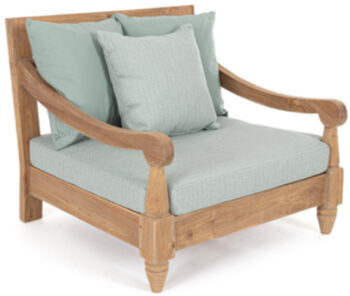 Indoor/outdoor design armchair "Bali" made of teak, aqua