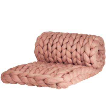 Luxurious Chunky Knit Cosima blanket 100% merino wool - 80 x 130 cm / Pink
