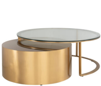 Noble coffee table set "Orlan" made of stainless steel and glass