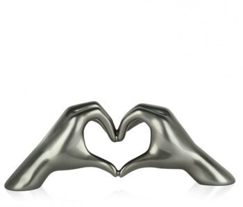 Design sculpture heart-shaped hands - anthracite