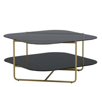 Coffee table "Un-Line" 85 x 85 cm, black / gold