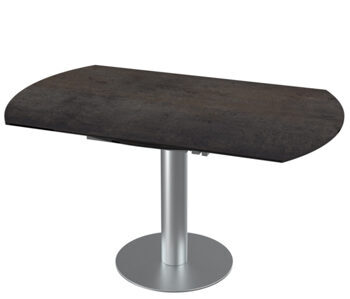 Table de salle à manger design extensible "Luna Grande" en céramique, aspect rouille foncée/inox - 90-150 x 100 cm