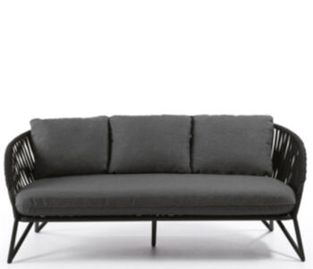 In-/Outdoor 3-Sitzer Design-Sofa „Branka“ 180 cm - Schwarz
