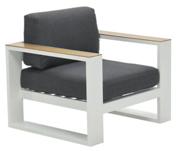 Garden Lounge Chair "Plaza" - White/ Teak
