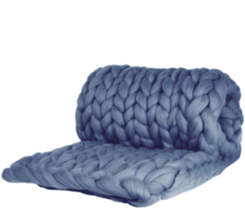 Luxuriöse Chunky Knit Cosima Decke aus 100% Merinowolle - 130 x 180 cm / Blau