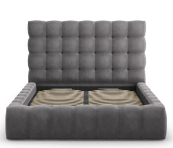 Design storage bed with headboard "Mamaia Velvet" Gray
