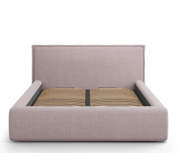 Design storage bed with headboard "Tena textured fabric" Pink