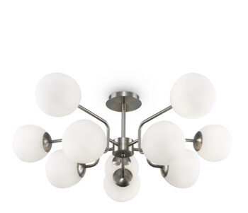 Suspension and ceiling lamp "Erich" 10-flame, silver Ø 90.7 cm