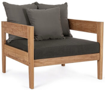 Kobo" indoor/outdoor designer armchair in teak, anthracite