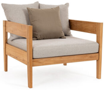 Indoor/outdoor design armchair "Kobo" made of teak, beige