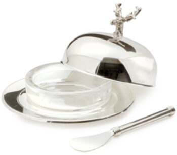 Butter dish "deer" incl. butter knife - noble silver-plated and tarnish-protected