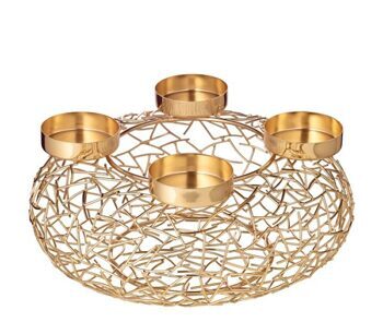 High quality Advent wreath "Milano Gold" Ø 34 cm - stainless steel shiny nickel plated