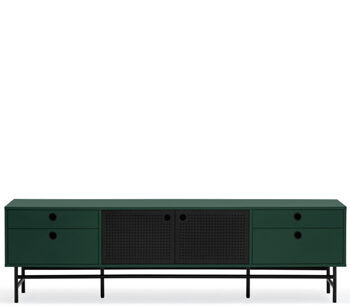 Design lowboard "Punto" Black/Dark Green 180 x 52 cm