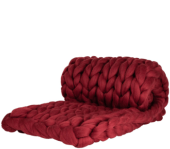 Luxuriöse Chunky Knit Cosima Decke aus 100% Merinowolle - 150 x 203 cm / Bordeaux