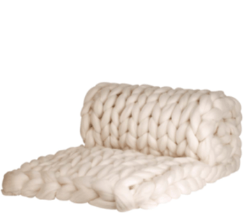 Luxuriöse Chunky Knit Cosima Decke aus 100% Merinowolle - 80 x 130 cm / Weiss
