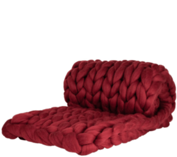 Luxueuse couverture Chunky Knit Cosima 100% laine mérinos - 130 x 180 cm / Bordeaux