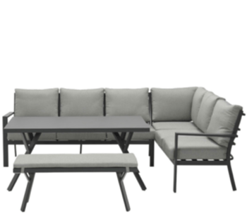 Large garden furniture set "Senja" - 278 x 187 cm / Carbon Black - corner piece on the right side