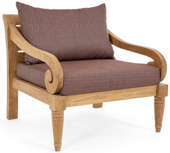 Indoor/outdoor design armchair "Karuba" made of teak, Wine