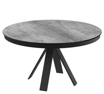Extendable designer dining table "Chanterelle" ceramic, Silver, 130-180 x 130 cm