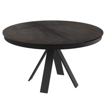 Extendable designer dining table "Chanterelle" ceramic, dark rust optics, 130-180 x 130 cm