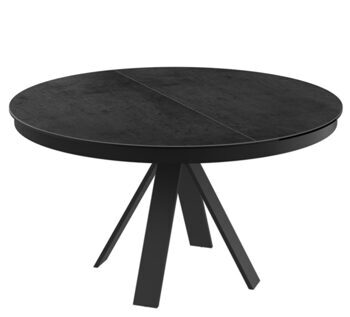 Table de salle à manger design extensible "Chanterelle" en céramique, titane noir, 130-180 x 130 cm