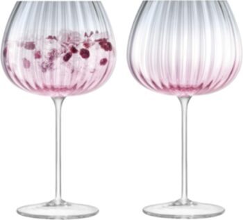 Mouth blown Dusk Balloon Goblets Pink/Grey (Set of 2)
