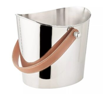 Gilbert stainless steel ice bucket & wine cooler with leather handle 28 x 21 cm