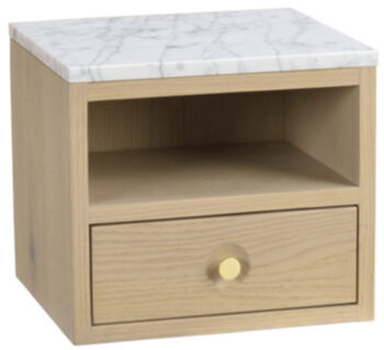 Wall shelf & bedside table "Whitemore" - light oak/ Carrara marble