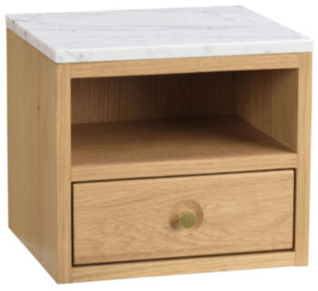 Wall shelf & bedside table "Whitemore" - natural oak/ Carrara marble