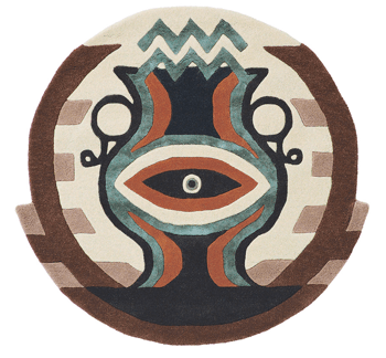 Round designer rug "Zodiac" zodiac sign: Aquarius - hand-tufted, made of 85% pure new wool