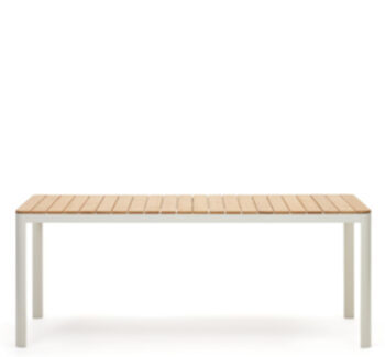 High quality garden table "Bonna" 200 x 100 cm - White/Teak wood