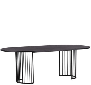 Table de salle à manger design ovale "Hamneskär" 220 x 110 cm, noir