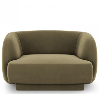 Design armchair "Miley" - with velvet cover olive green
