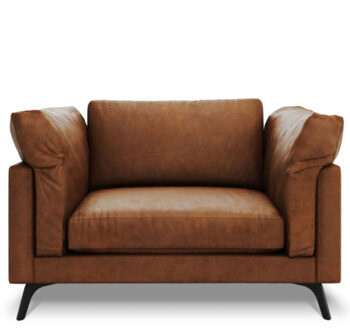 Designer leather armchair "Camille" - Marron