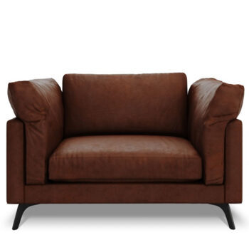 Designer leather armchair "Camille" - Cognac